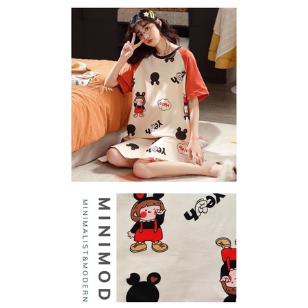 Đầm ngủ có tay hoạ tiết dễ thương | BigBuy360 - bigbuy360.vn