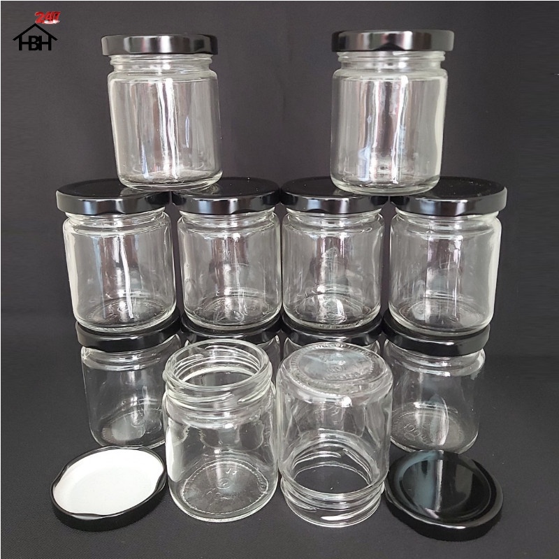Hũ Thủy Tinh Nắp Thiếc Đen vặn 100ML - Hũ 100ML đựng Yến chưng, Hủ thủy tinh đựng sữa chua