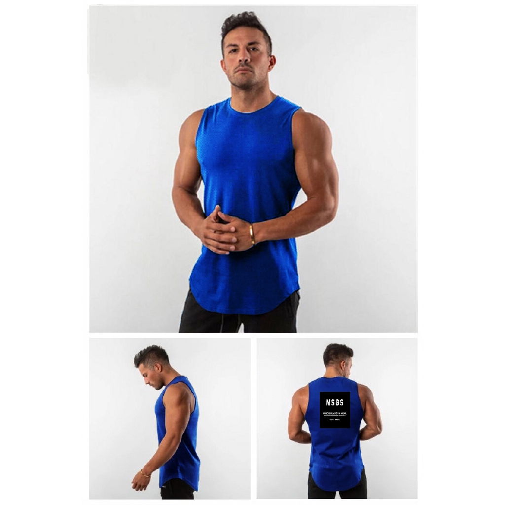 New Summer Mesh Fitness Casual Gym Tank Top Men Sports Workout Clothing Bodybuilding Fashion Singlets Sleeveless Quick Dry Vest