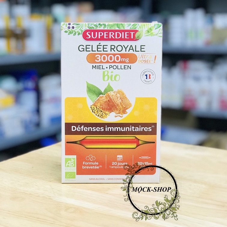 Sữa ong chúa hữu cơ Superdiet Gelee Royale 3000mg 20 ống/hộp