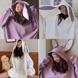 Áo hoodie tai thỏ chất nỉ bông dày dặn cực xinh form rộng cho nữ 🐰🐰
