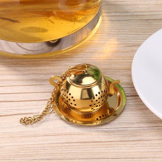 Gold Stainless Steel Tea Spoon Infuser Holder Filter Tea Strainer with Base *DC