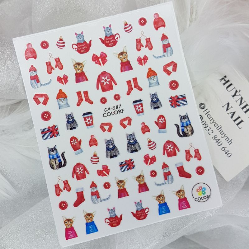 NOEL 2- STICKER NAIL 3D CÓ ÁNH KIM NHŨ LẤP LÁNH-STICK DÁN MÓNG NOEL
