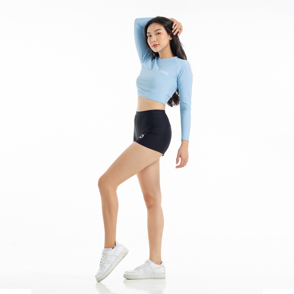 Áo Bơi Nữ Tay Dài Croptop - Basic Blue Sobie
