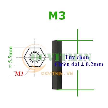 Ốc Nhựa M3 Trụ Nhựa Đực Cái , Cái Cái M3