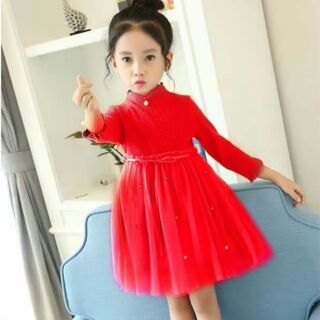 Đầm ren đỏ bé gái