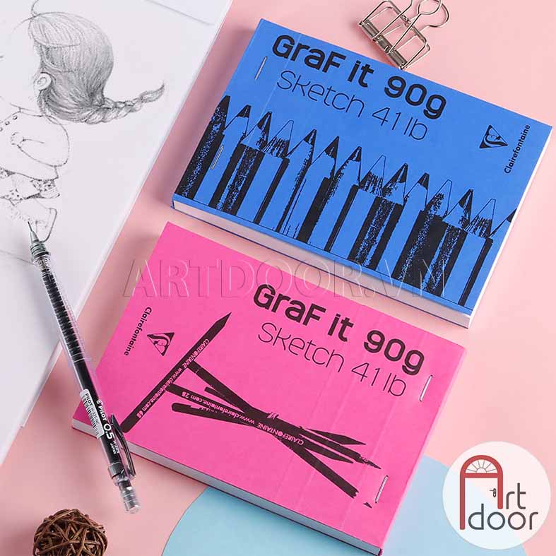 [ARTDOOR] Sổ vẽ chì CLAIREFONTAINE Graf It mỏng 90gsm (vân mịn)