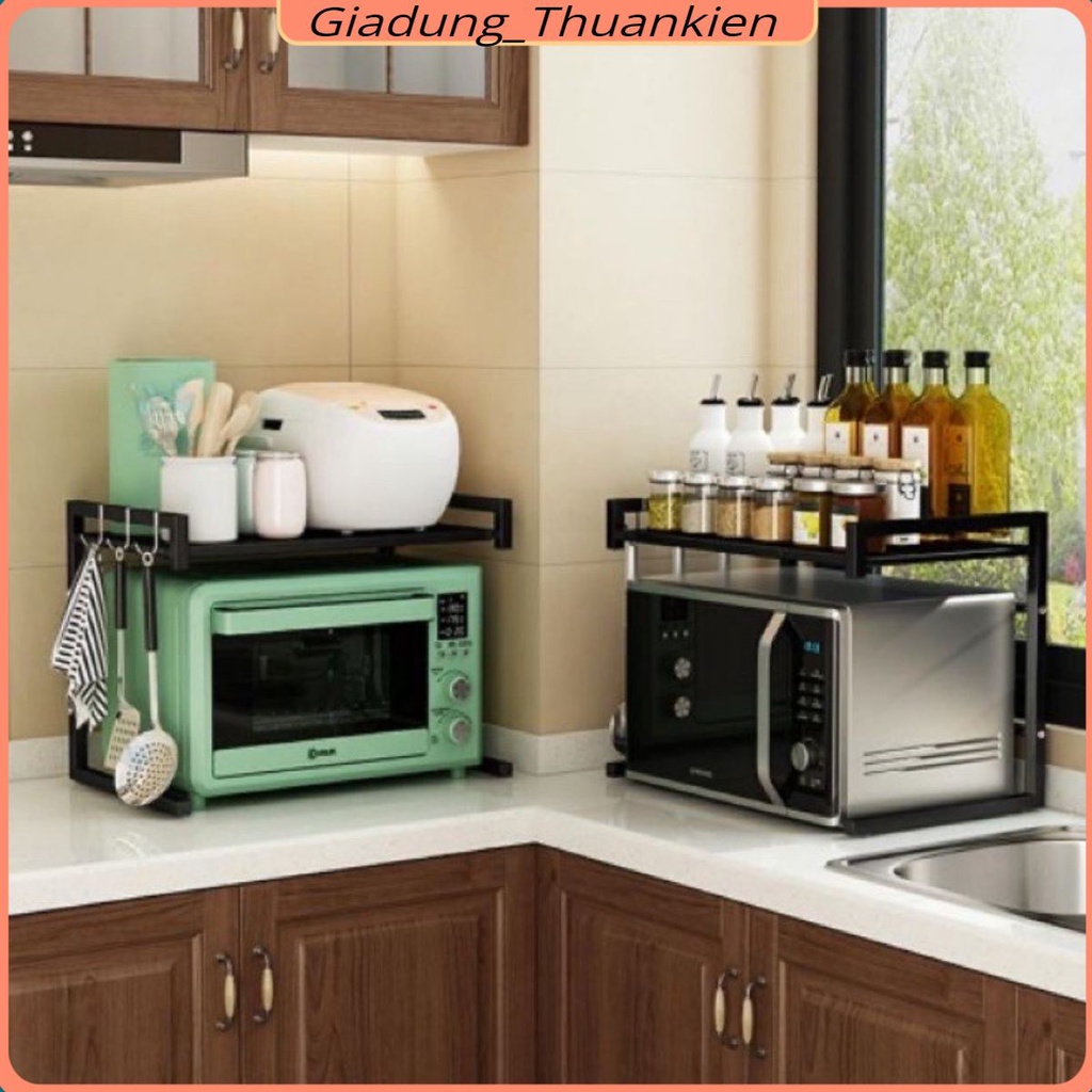 Kệ Để Lò Vi Sóng 2 Tầng Đa Năng, Giá Để Gia Vị Lắp Ráp Thông Minh Sơn Tĩnh Điện Chống Rỉ Chịu Lực Cao Cấp