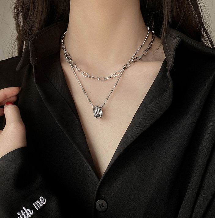 Double-layer Personality Hip-hop Necklace Ins Cold Wind Clavicle Chain Necklace