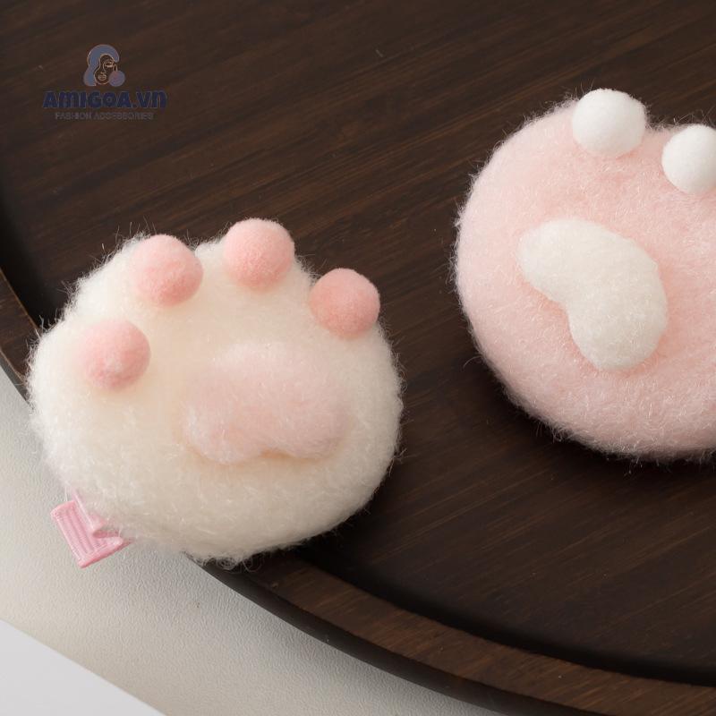 Kẹp Tóc Hình Chân Mèo Bằng Lông Nhung Dễ Thương Xinh Xắn Dành Cho Nữ