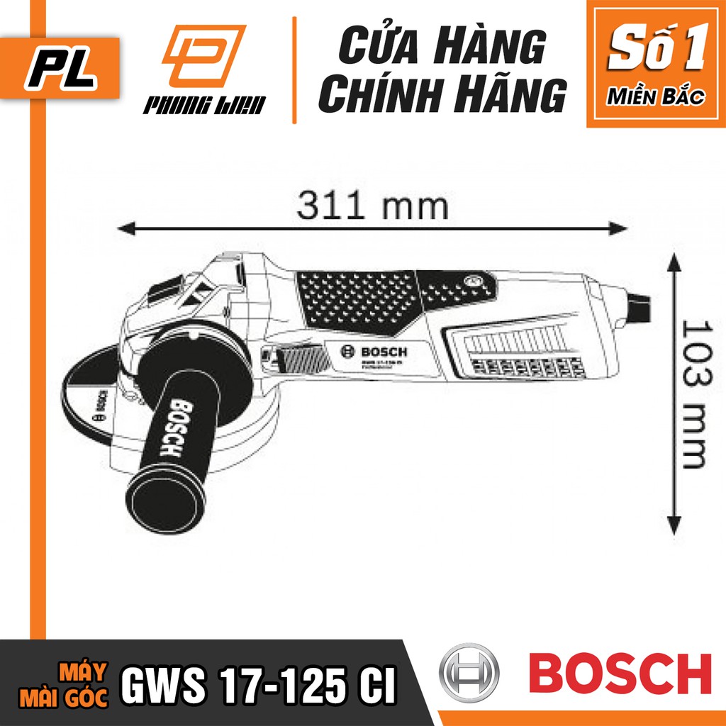 Máy Mài Góc Bosch GWS 17-125 CI (125MM-1700W) - Công Nghệ Giảm Rung - Hàng Chính Hãng