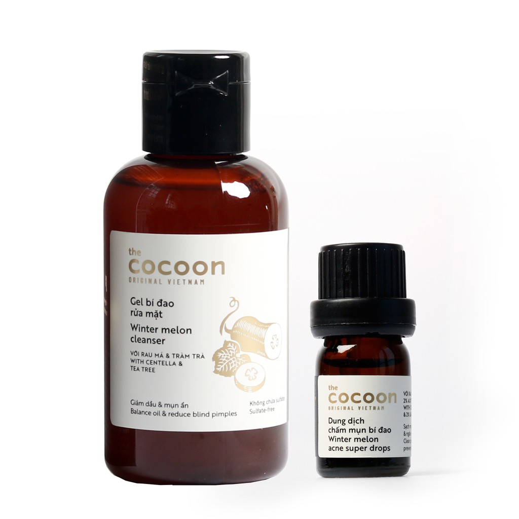 [Mã FMCGMALL -8% đơn 250K] Combo gel bí đao rửa mặt Cocoon 140ml + Dung dịch chấm mụn bí đao cocoon 5ml