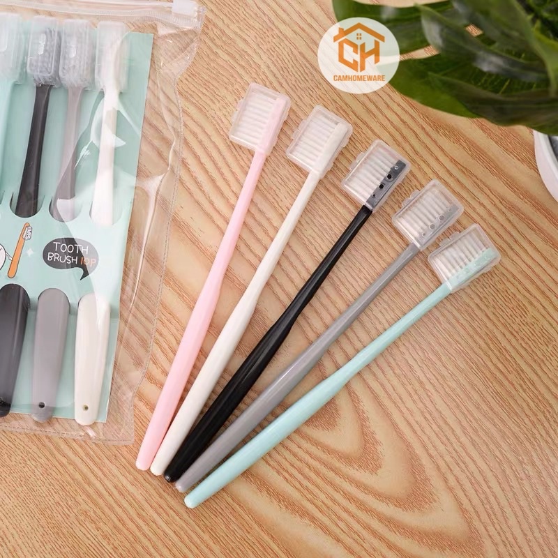 Set 10 Bàn Chải Đánh Răng Mềm Màu Pastel Nhỏ Gọn Phong Cách Hàn Quốc Cam Homeware