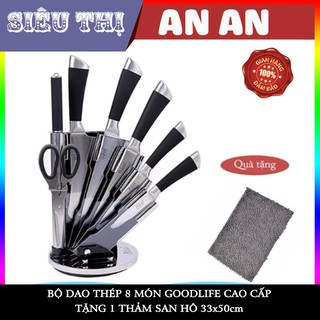 BỘ DAO THÉP 8 MÓN GOODLIFE CAO CẤP - TẶNG 1 THẢM LAU SAN HÔ 33x50cm