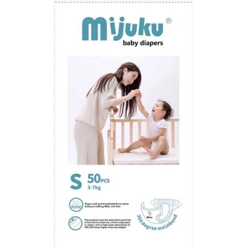 Tã/bỉm dán mijuku chính hãng 50miếng đủ size S đến L sieu thấm hút