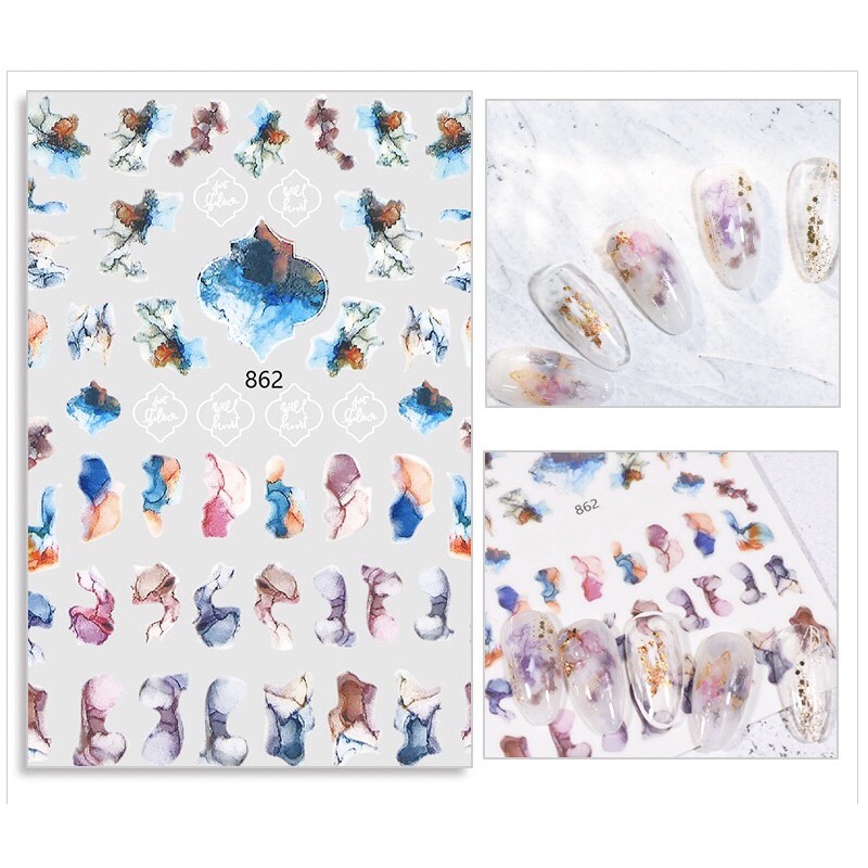 sticker hình loang dán móng tay nail