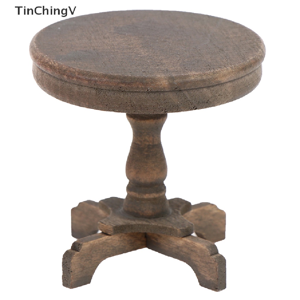 Bàn Gỗ Tròn Mini Tỉ Lệ 1 / 12 Dùng Trang Trí Nhà Búp Bê