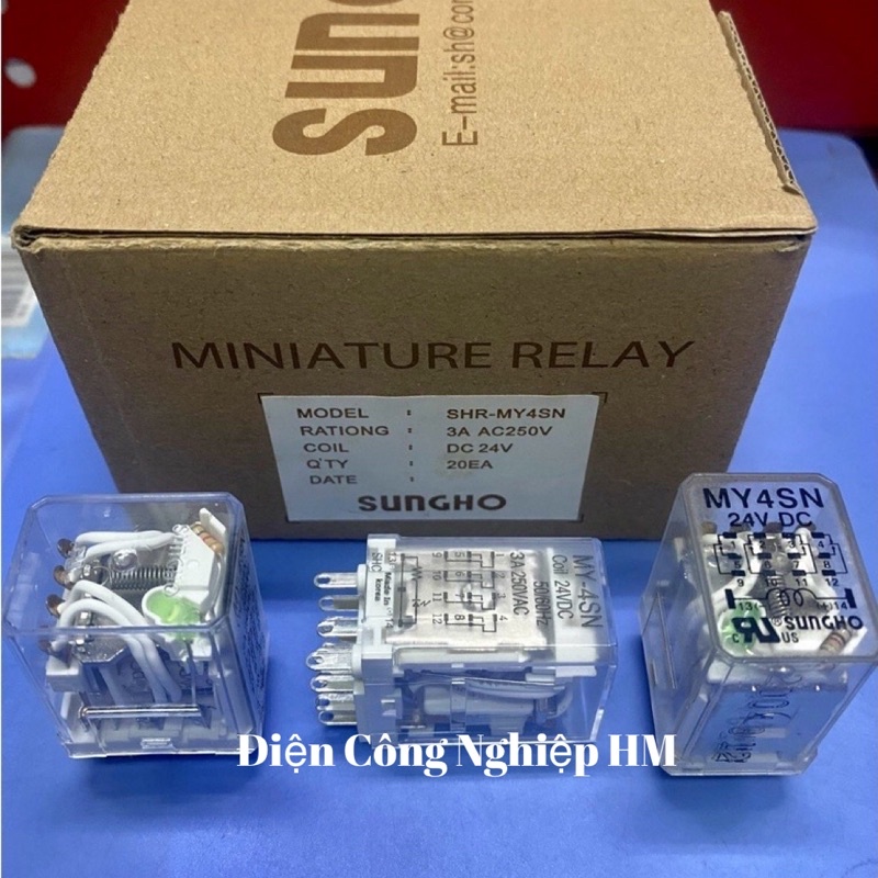 Relay Rơ Le trung gian SUNGHO MY-4SN 14 chân dẹt nhỏ, có đèn - CHÍNH HÃNG