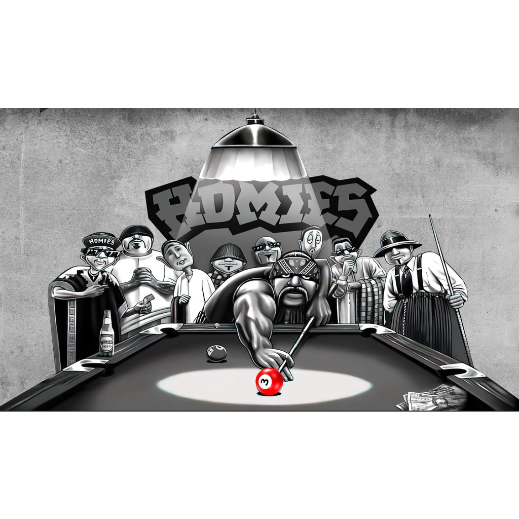 Tranh Billiards 3D dán tường kích thước lớn