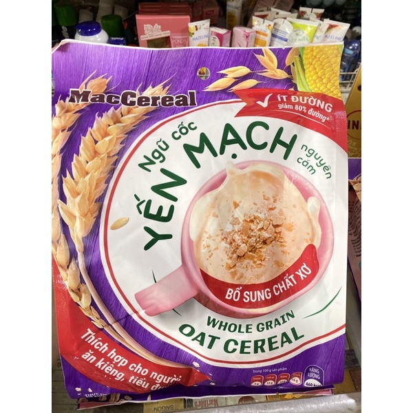 Ngũ Cốc Yến Mạch Nguyên Cám MacCereal Thích Hợp Cho Người Ăn Kiêng, Tiểu Đường Bịch 480g