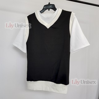 Combo Áo gile + Áo thun (Viền Trắng)
