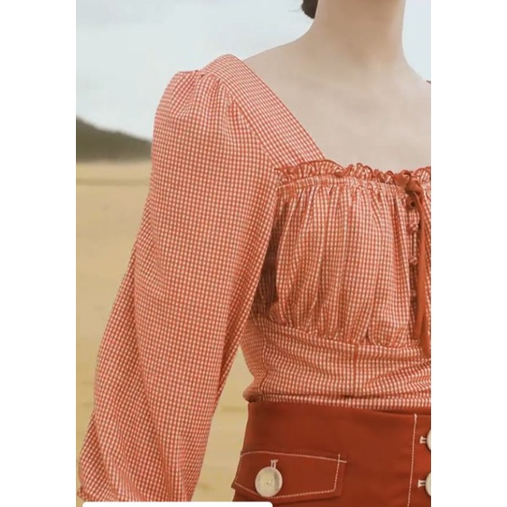 Áo crop top kẻ karo Vero Moda