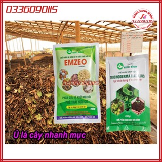 Set 2 gói Chế phẩm vi sinh trichoderma bacillus + chế phẩm EMZEO ủ phân chuồng,rơm rạ, lá cây