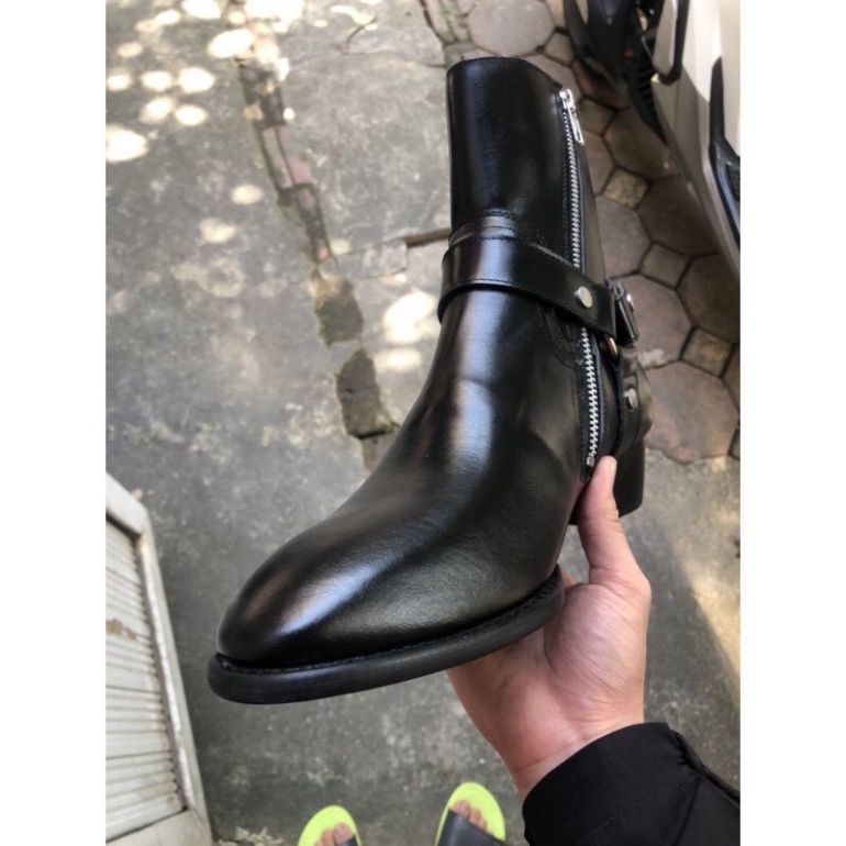 Giày thời trang nam phong cách Harness Boots chất liệu da bò đế gỗ độn 4.5cm | BigBuy360 - bigbuy360.vn