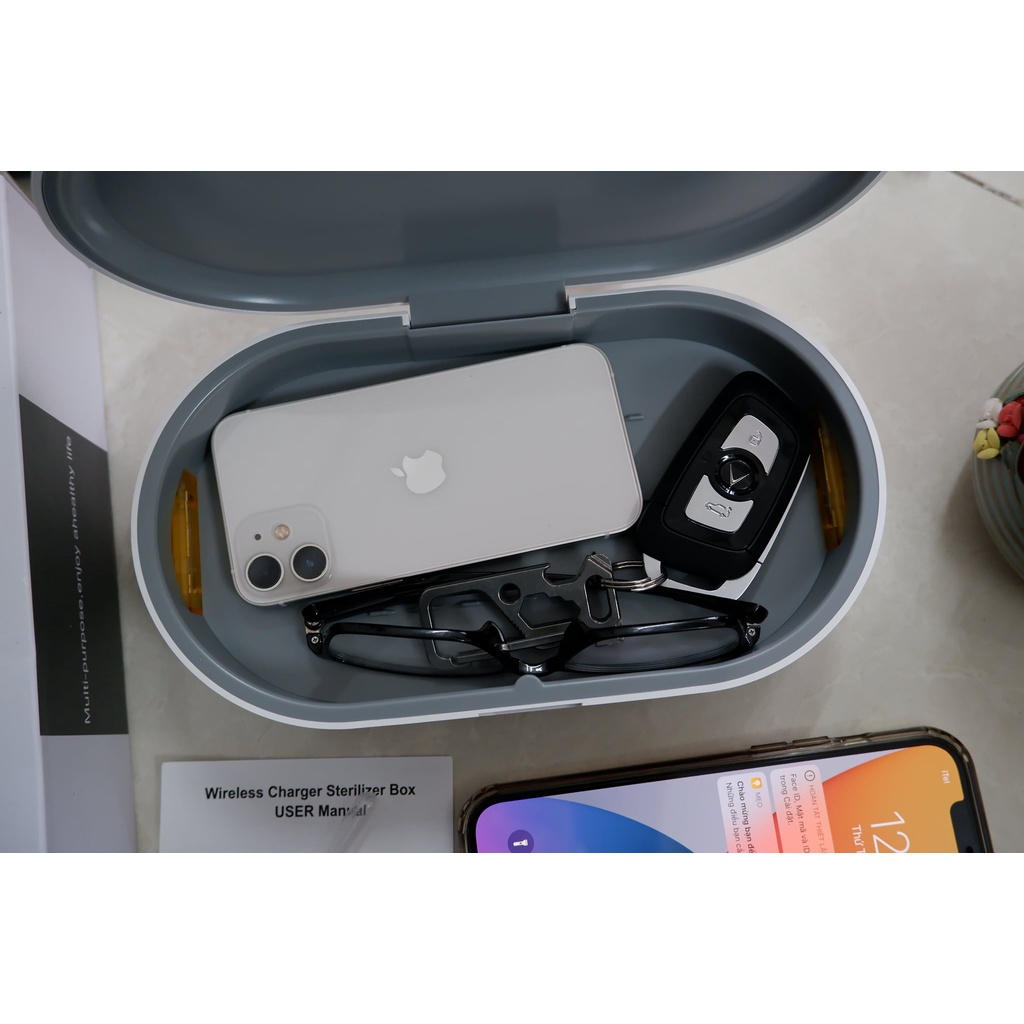 Hộp khử khuẩn kiêm sạc không dây 10w