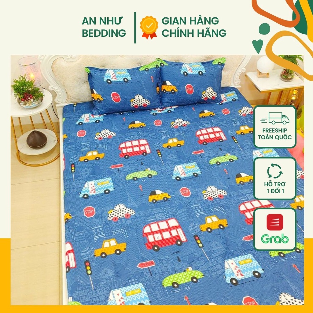 Bộ ga gối 2m drap giường poly, ga trải giường + 2 vỏ gối nằm cute An Như Bedding