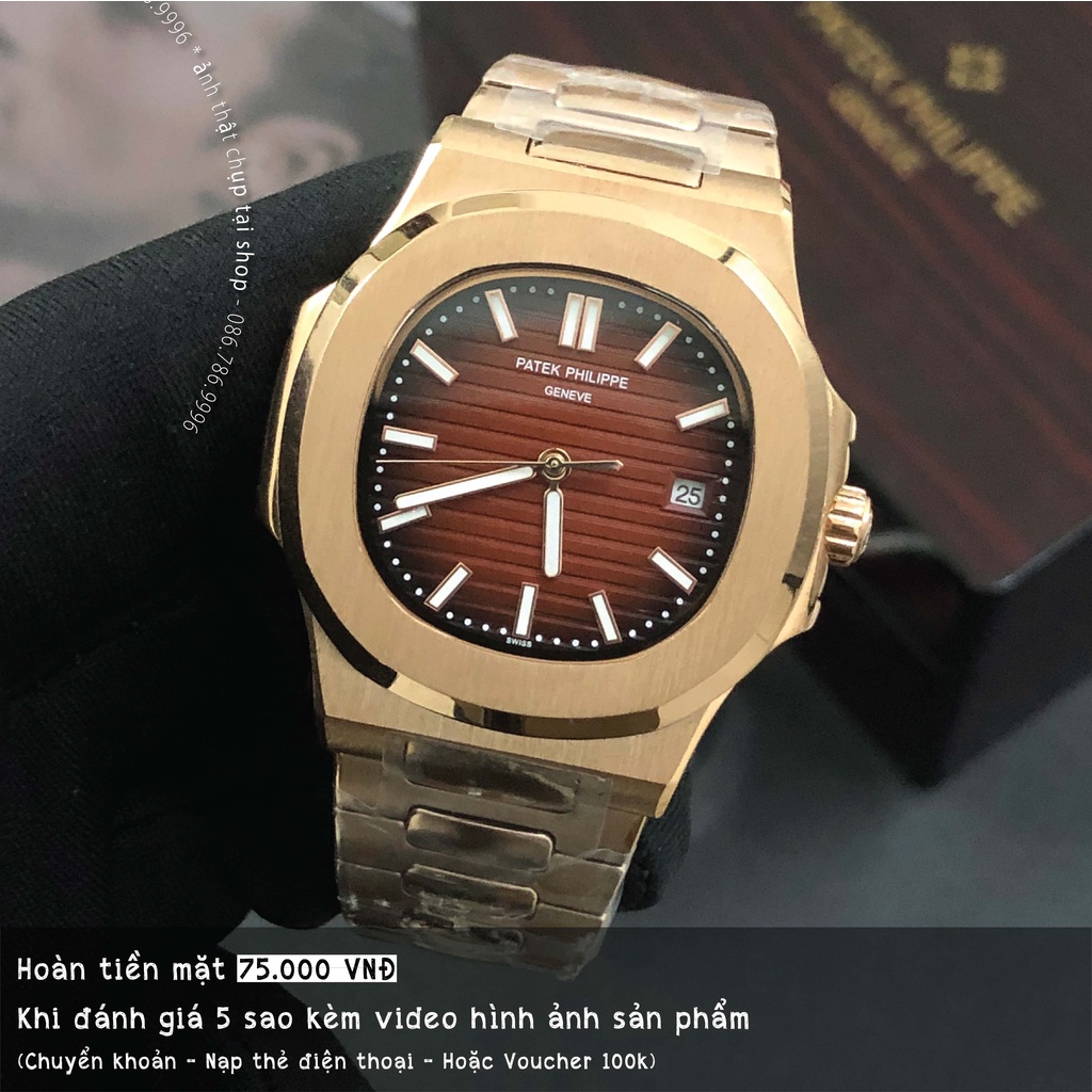 Đồng Hồ Nam PP 5711 Viền Trơn Máy Cơ Automatic, 40mm Chống Nước 5ATM