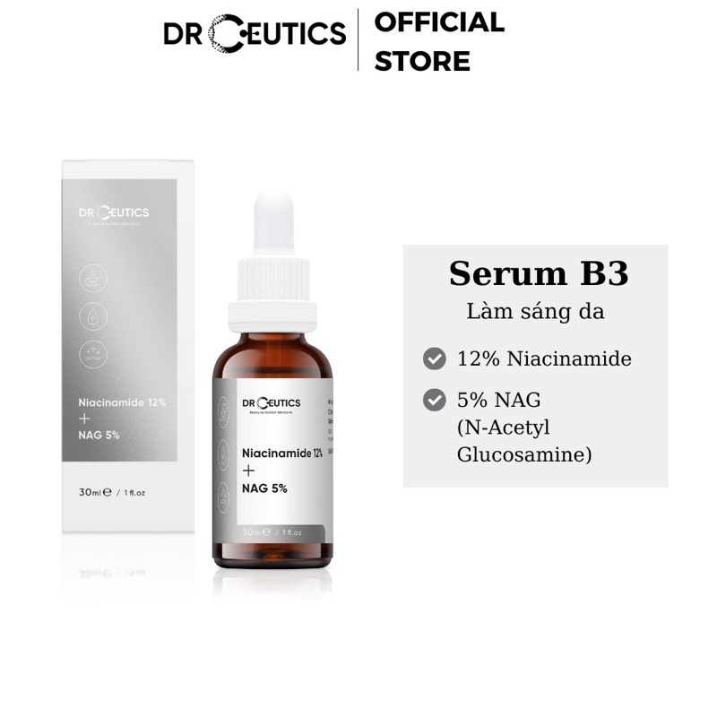 Serum DrCeutics Niacinamide 8% - 12% - 15% -20% Sáng Da Kiềm Dầu
