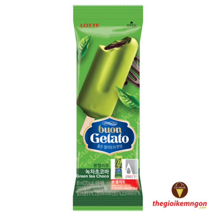 Kem trà xanh socola Buon Gelato Lotte Hàn Quốc 80ML