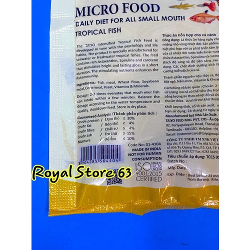 Cám Micro Food Taiyo (20gram) thức ăn cao cấp cho cá cảnh nhỏ