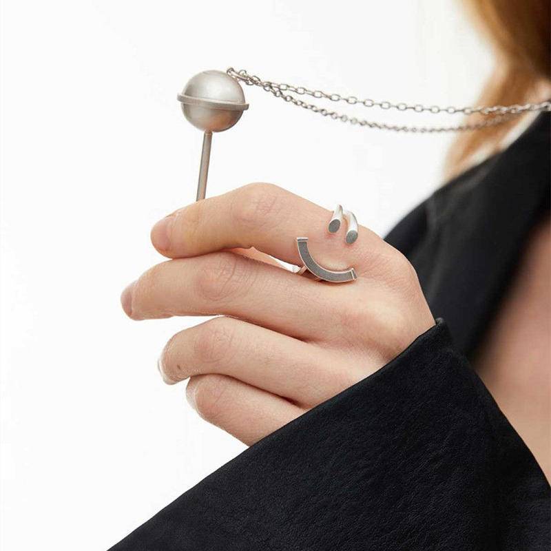 Nhẫn nam nữ couple Mouhooland bạc 925 hình mặt cười