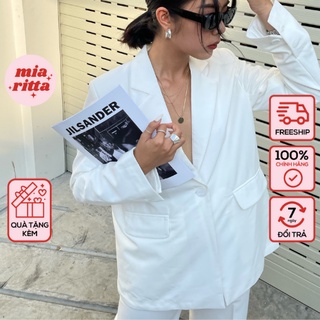 Áo blazer trắng 1 khuy Mia áo vest nữ trắng form suôn tôn dáng A1897 Feedback KH