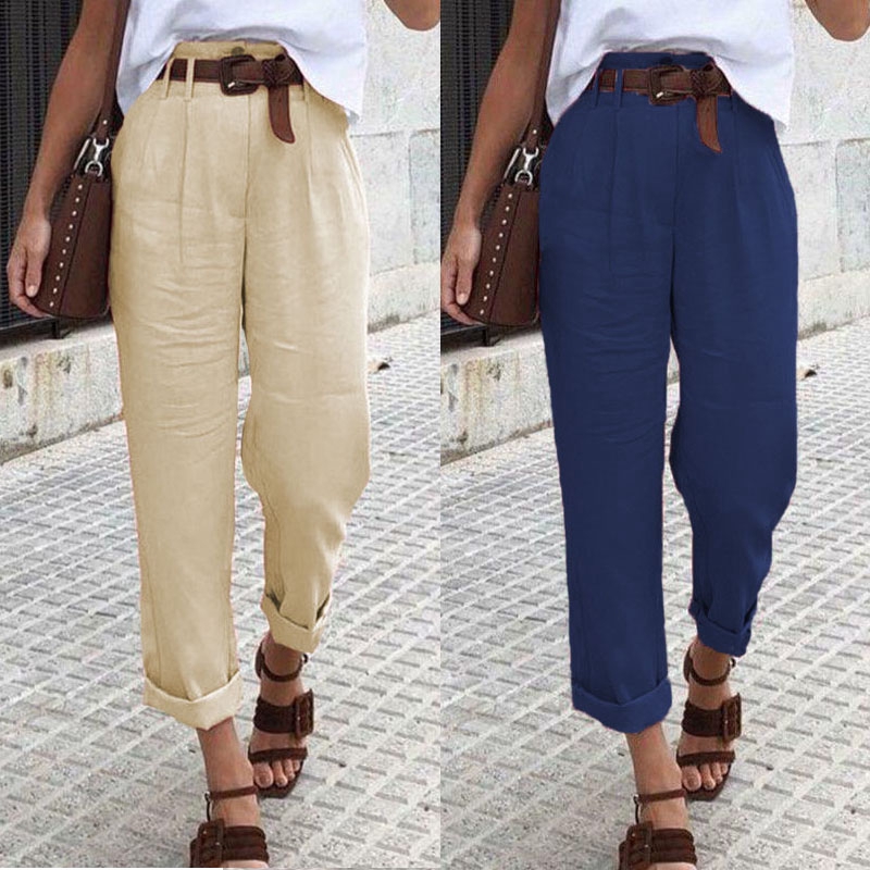 ZANZEA Quần baggy lưng cao thời trang cho nữ