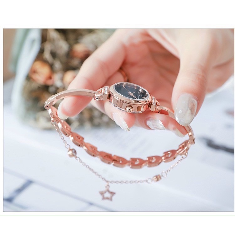 Đồng Hồ Nữ KIMIO 6400 dây rút kèm lắc điệu đà sang trọng hàng chính hãng