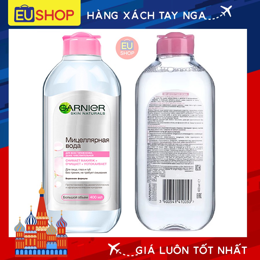  Nước tẩy trang Garnier Micellar của Nga ( Hồng cho mọi loại da ) Lọ 400ml