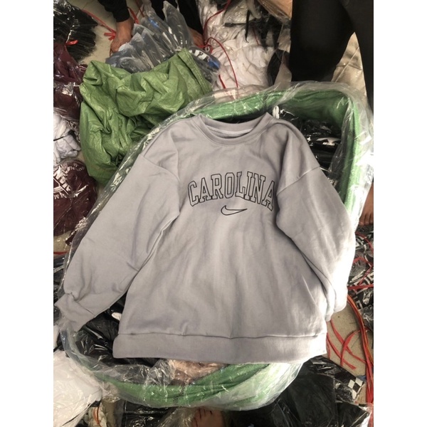 Áo nỉ cổ tròn in logo/chữ màu pastel (annstore_ảnh thật)