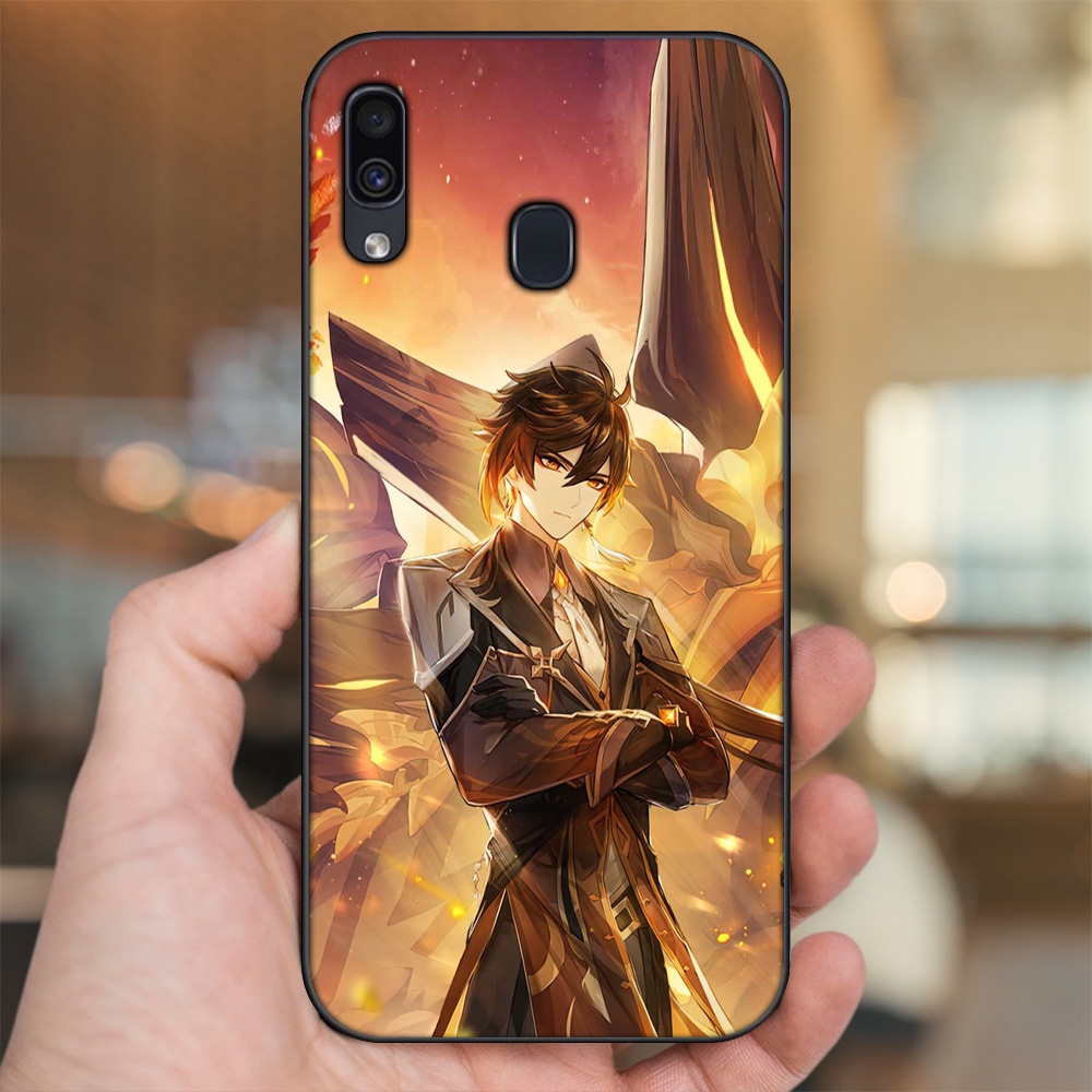 Ốp lưng Samsung A20, A30, A40, M20 viền đen in hình Zhongli Genshin Impact