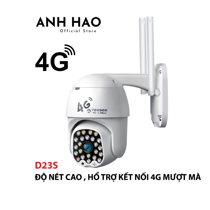 Camera IP Yoosee D32S 4G ngoài trời chống nước chống bụi 32 bóng LED hỗ trợ quay màu ban đêm tích hợp khe sim 4G