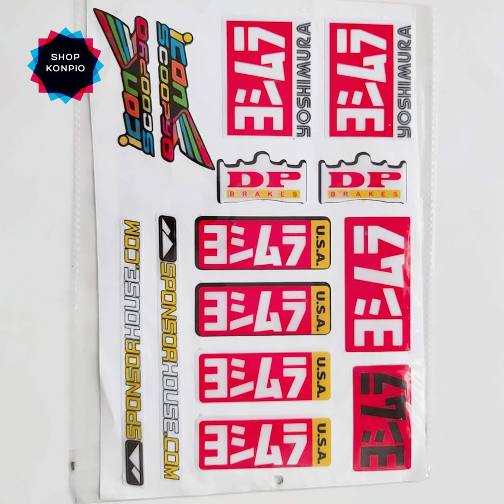 Bộ Tem Sticker Yoshimura Cao Cấp Dán Xe Máy, Ô Tô, Mũ Bảo Hiểm, Chống Thấm Nước, Chống Bay Màu