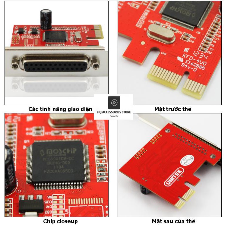 Card PCI Express Unitek Y-7508 2 Port RS232 Serial Com DB9 + 1 Port LPT Parallel 1284 Chipset ID MCS9901CV-CC