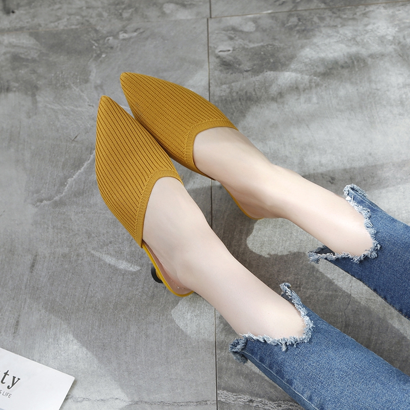 Dép bít mũi gót cao thời trang màu trơn dành cho nữ