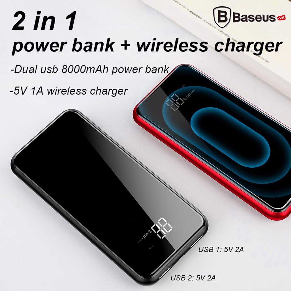 Pin sạc dự phòng không dây 8.000 mAh Baseus Full Screen Bracke