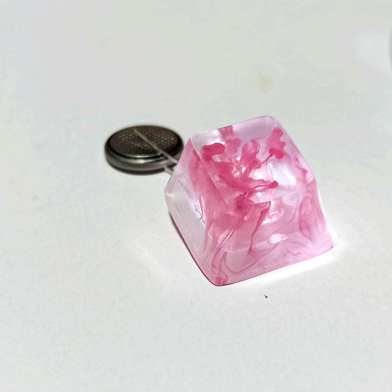 Bang♥ Transparent Pink Smog Resin Keycap R4 Cherry Profile Mechanical Keyboard Keycap