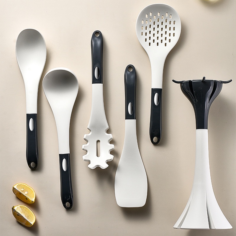 Bộ Dụng Cụ Nấu Ăn Bằng Silicone Cán Gỗ Không Dính Tiện Lợi