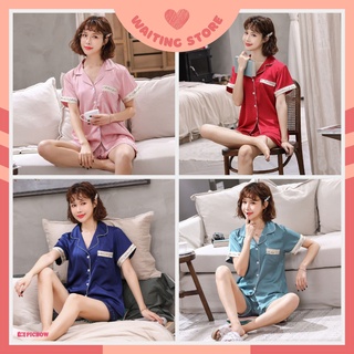 Pijama- Đồ Bộ Set Ngủ Lụa Cộc Cao Cấp Sang Chảnh Tay Áo Cách Điệu CCLP04