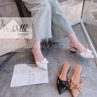 SỤC NỮ LOVIIECORNER- DÉP SỤC NỮ THỜI TRANG ĐẾ BỆT MŨI NHỌN - SỤC NỮ MŨI NHỌN NƠ - DÉP NỮ MŨI NHỌN ĐẾ BỆT NƠ MỀM D201144